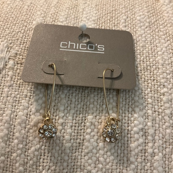 0172-Chico's Gold Crystal Drop Earrings - Picture 1 of 4